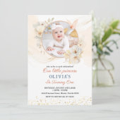 ピーチフローラ水彩誕生日招待状 招待状 (スタンド正面)