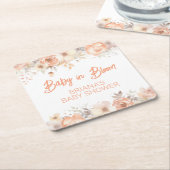 ピーチフローラ男女兼用ベビーシャワー スクエアペーパーコースター (アングル)