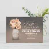 ピーチフローラ絵を描メイスンジャー結婚式招待状 招待状 (スタンド正面)