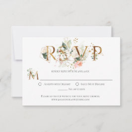 ピーチフローラ金ゴールドテラリウム様式化RSVP 出欠カード