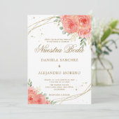 ピーチフローラ金ゴールドヌエストラボダスペインのズ結婚ズ 招待状 (スタンド正面)