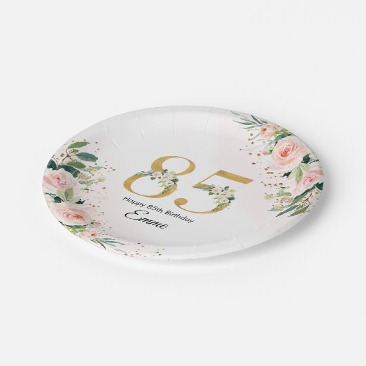 ピーチフローラ85th誕生日紙プレート ペーパープレート (アングル)