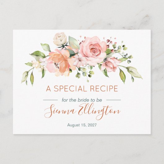 ピーチフローラ&グリーナリーブライダルシャワーレシピ ポストカード (正面)