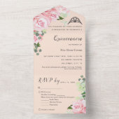 ピーチフローラRSVPトリフォールドイベント招待状 オールインワン招待状 (内側)