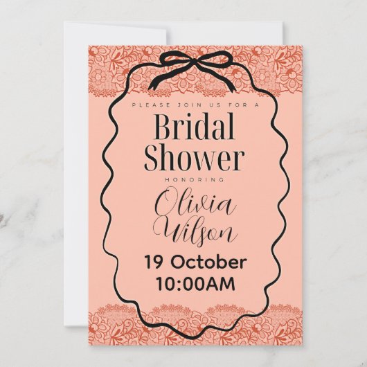ピーチブライダルシャワー 招待状 (正面)