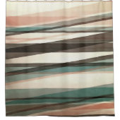 ピーチブラウンとグリーンの半透明の層 シャワーカーテン (正面)