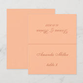 ピーチブラウンの印刷されたゲスト名 ウェディングプレイスカード (正面/裏面)