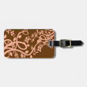 ピーチブラウンフィリグリーフラワーズテンプレート ラゲッジタグ (正面横)
