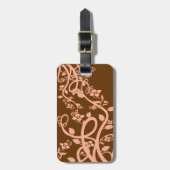 ピーチブラウンフィリグリーフラワーズテンプレート ラゲッジタグ (正面縦)