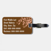 ピーチブラウンフィリグリーフラワーズテンプレート ラゲッジタグ (裏面横)