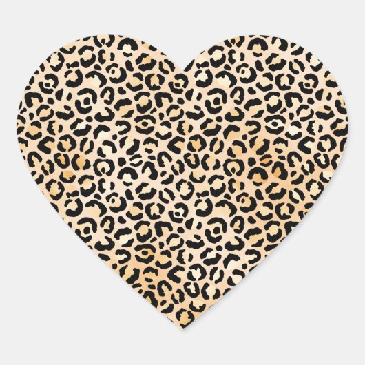 ピーチブラックヒョウ柄 ハートシール (正面)