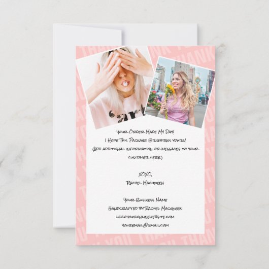 ピーチブラックブラッシュストロークキス写真注文ありがとうございます サンキューカード (裏面)