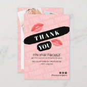 ピーチブラックブラッシュストロークキス写真注文ありがとうございます サンキューカード (正面/裏面)