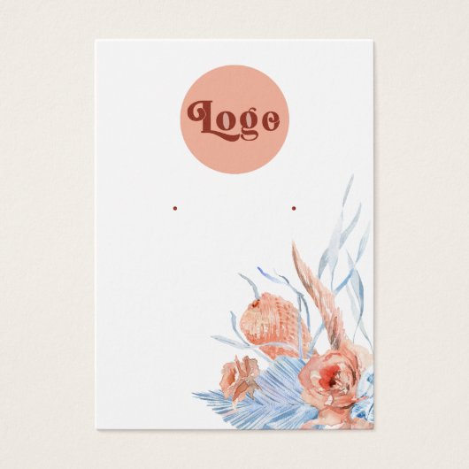 ピーチブルーのトロピカルイヤリングディスプレイカード (正面)