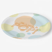 ピーチブルーオレンジ色の泡が赤ちゃんポップ・アートののシャワー準備 ペーパープレート (アングル)