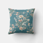 ピーチブルークリームジャイアントブーケオンティール（緑がかった色） クッション (裏面)