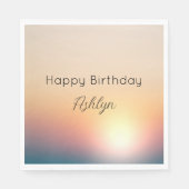 ピーチブルーパープルサンライズ誕生日 スタンダードランチョンナプキン (正面)