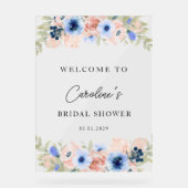 ピーチブルーフローラブライダルシャワー アクリルサイン (正面)