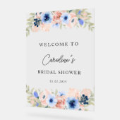 ピーチブルーフローラブライダルシャワー アクリルサイン (傾斜)