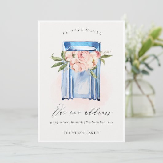 ピーチブルーフローラメールボックス我々は移動カード サンキューカード (スタンド正面)