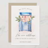 ピーチブルーフローラメールボックス我々は移動カード サンキューカード (正面/裏面)