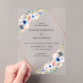 ピーチブルーフローラ結婚コレクションアクリル アクリル招待状 (インサイチュ (ポータブル))