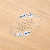 ピーチブルーフローラ結婚コレクションアクリル アクリル招待状 (レイダウン)