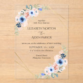 ピーチブルーフローラ結婚コレクション アクリル招待状 (正面)