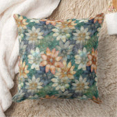 ピーチブルーホワイトグリーンフローラ クッション (ブランケット)