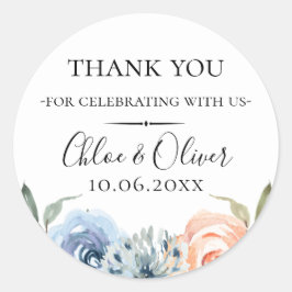 ピーチブルーボタニカルフローラ結婚式の引き出物 ラウンドシール