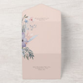 ピーチブルー&パープルボホフローラピーチQRコード オールインワン招待状 (外側)