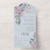 ピーチブルー&ラベンダーボホフローラブルーディナー オールインワン招待状 (内側)