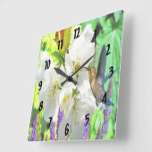 ピーチブロッサムハミングバード スクエア壁時計 (傾斜)