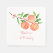 ピーチブロッサムワンスウィートピーチ誕生日 スタンダードカクテルナプキン (正面)