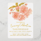 ピーチブロッサム春夕べお祝い金ゴールド 箔招待状 (正面)