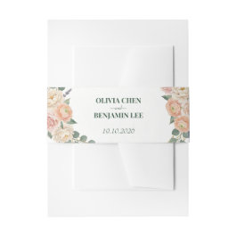 ピーチブロッサム＆ゴールドラティス ウェディング 招待状ベリーバンド