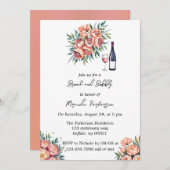 ピーチブーケとダイヤモンドブランチとバブリー 招待状 (正面/裏面)