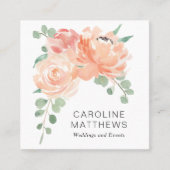 ピーチブーケウォーターカラーフローラ スクエア名刺 (正面)