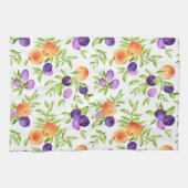 ピーチプラムパープルキュート果実植物園カラフル キッチンタオル (横)