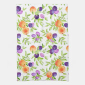 ピーチプラムパープルキュート果実植物園カラフル キッチンタオル (縦)