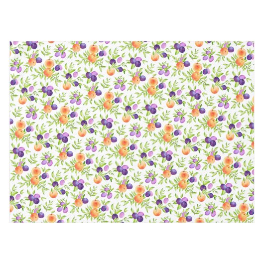 ピーチプラムパープルキュート果実植物園カラフル テーブルクロス (正面(横))