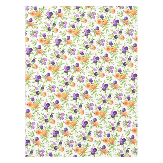 ピーチプラムパープルキュート果実植物園カラフル テーブルクロス (正面)