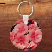 ピーチプリムローズパーソナライズされた花 キーホルダー (裏面)