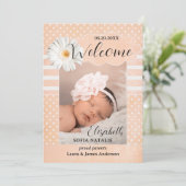 ピーチベビーガール写真誕生発表会カード 案内状 (スタンド正面)
