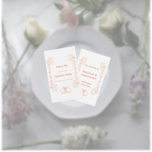 ピーチベルズスクロールワーク結婚デザイン プレイスカード