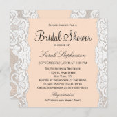 ピーチベージュの白い花のレース 招待状 (正面/裏面)