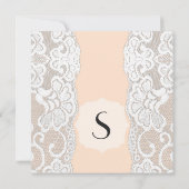 ピーチベージュの白い花のレース 招待状 (裏面)