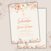 ピーチベージュアイボリーフラワーズフローラ確認 招待状