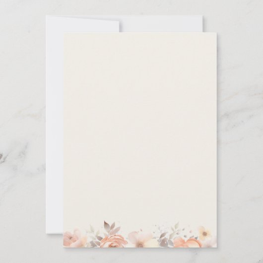 ピーチベージュアイボリーフラワーズフローラ退職パーティー 招待状 (裏面)