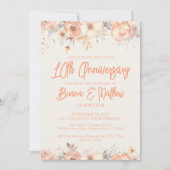 ピーチベージュアイボリーフローラ結婚10周年 招待状 (正面)